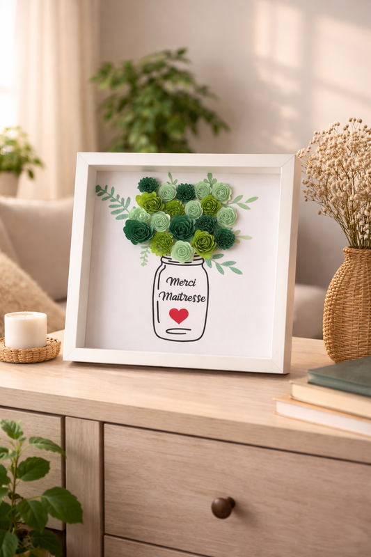 Cadre fleuri personnalisé – Fait main