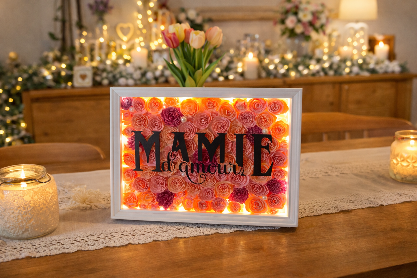 Cadre lumineux « mamie d’amour »