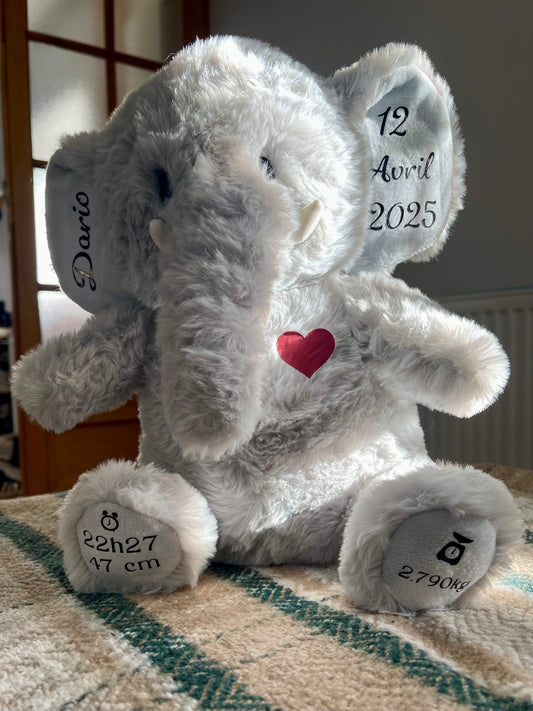 Éléphant peluche à personnaliser